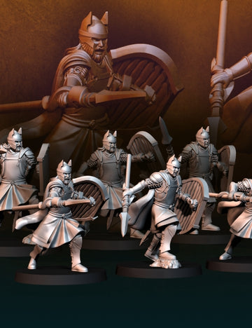 High Humans Warriors with Spear and Shield