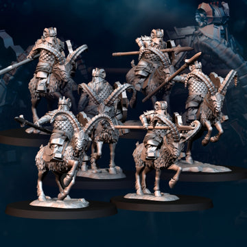 Silver Goat Dwarf Cavalery with spear and shield