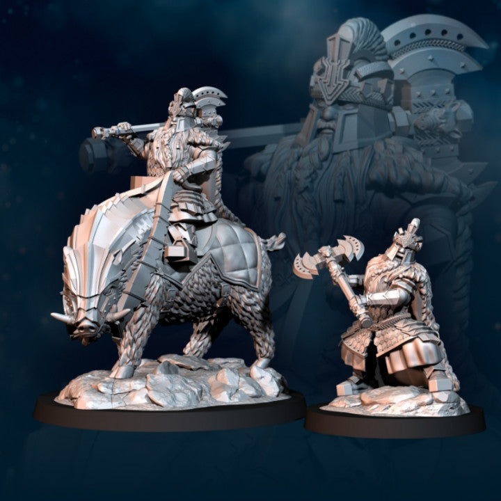 Silver Goat Dwarf Lord of Iron Foot and Mounted