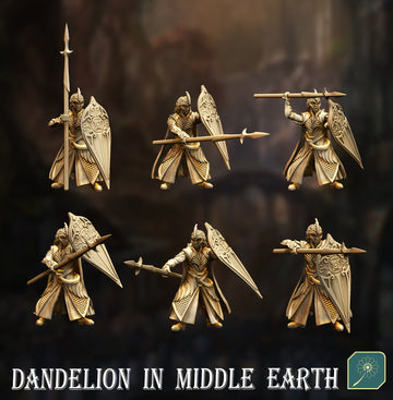 Golden Wood Elf Warriors with spear and shield